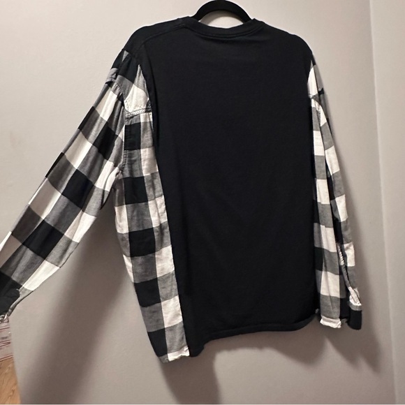 Pulp fiction upcycle plaid shirt black and white - Picture 3 of 6